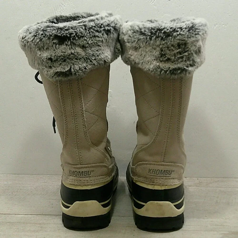Khombu Feminine Emily Faux Fur Lined Waterproof Leather Lace up Winter Snow Boot